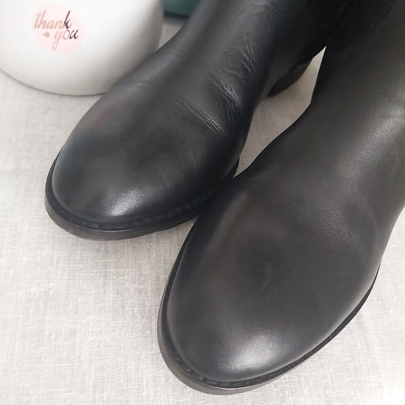 Arturo Chiang Black Leather Tall Boots Knee High Low Heel - Picture 5 of 16